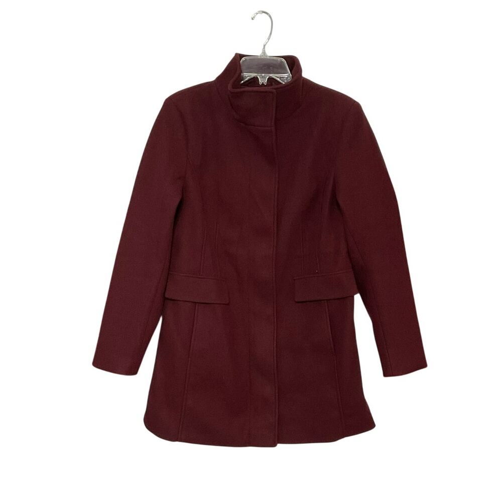 Vince Camuto Womens Full Zip Jacket Coat Dark Red Size Medium High Neck Pockets - Picture 2 of 10